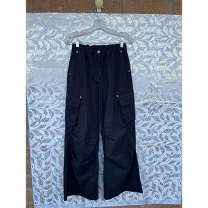 Hidden Hills Black Cargo Pants Wide Leg High Rise Small